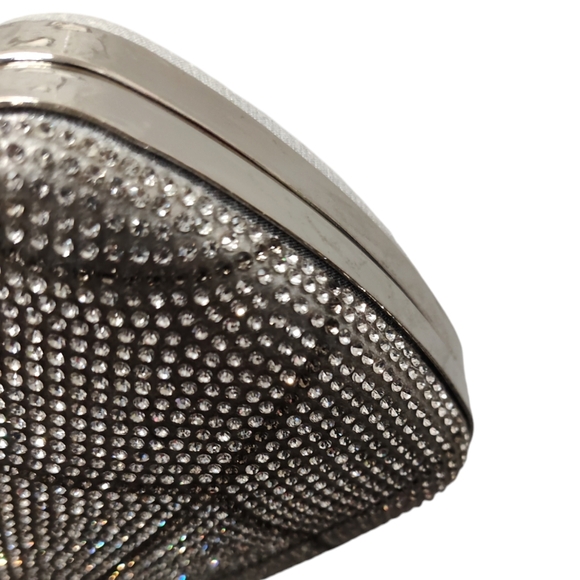 "Spider Web" Rhinestone & Silver Clutch/Crossbody - Picture 7 of 10